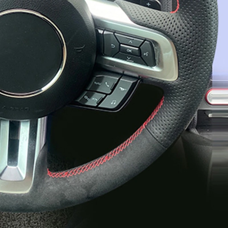 Lenkradbezug Für Ford Mustang 2015-2019 - Kunstleder Blau Genäht