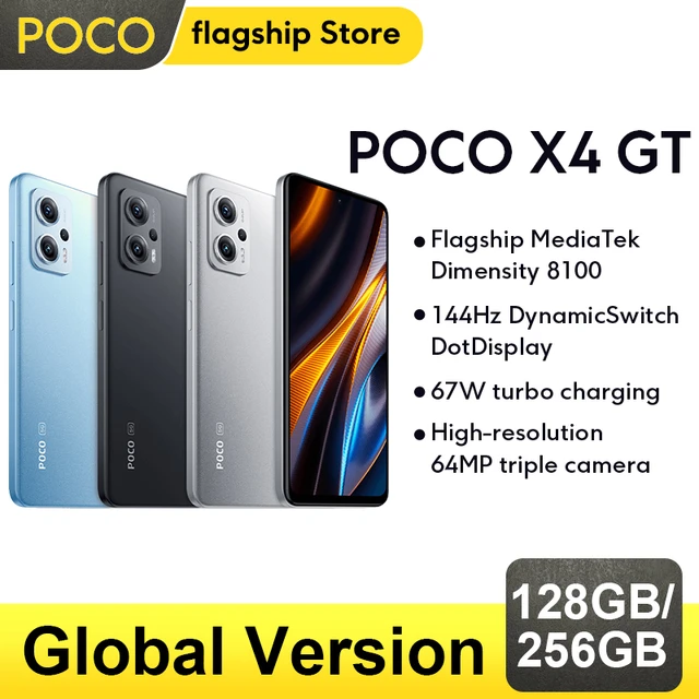 POCO-X4 GT 5G, 128GB/256GB, Dimensity 8100, 144Hz, pantalla de interruptor  dinámico, Triple cámara de 64MP, carga de 67W - AliExpress