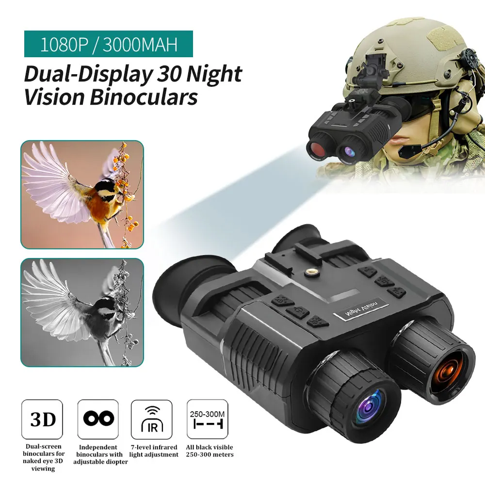 NV8000 3D Night Vision Goggles Binocular Binoculars Night Vision Hunting Googles for Helmet