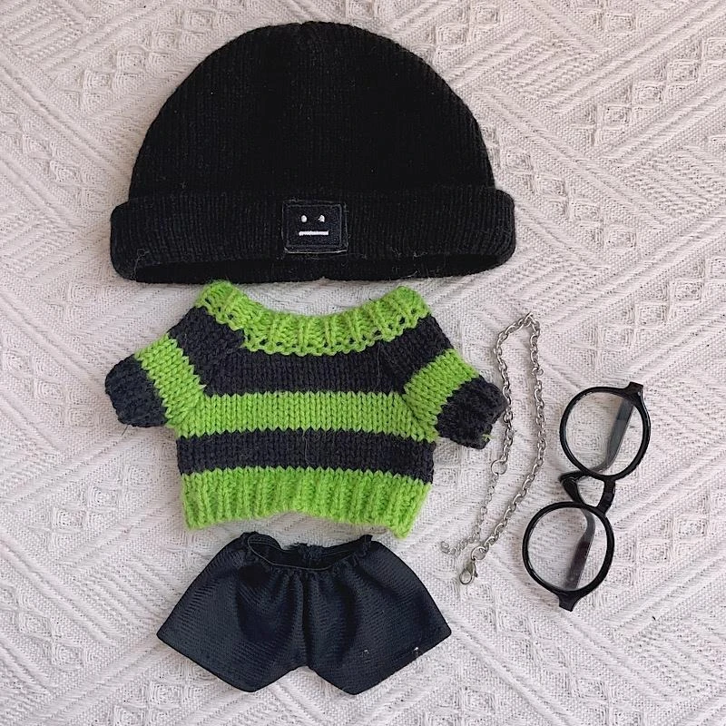Fashion Green Sweater Cute Handsome Autumn Winter Necklace Clothes Suit Cool Handsome 20cm Plush Doll No Attribute Outfit 6