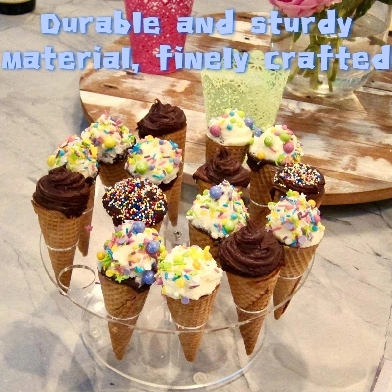 6/8/16-Holes Round Acrylic Ice Cream Cone Dessert Holder Display Stand for Wedding Party Dining & Bar Supplies