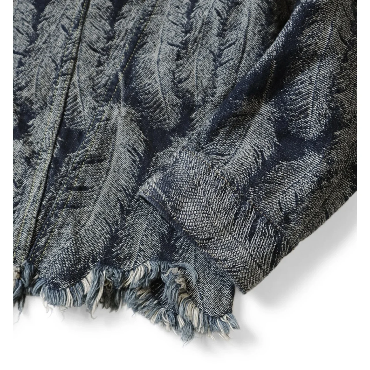 Japanese Casual Denim Feather Tassels Damaged Long Sleeved Jacket Men Coats 23AW KAPITAL Hirata Hiroshi