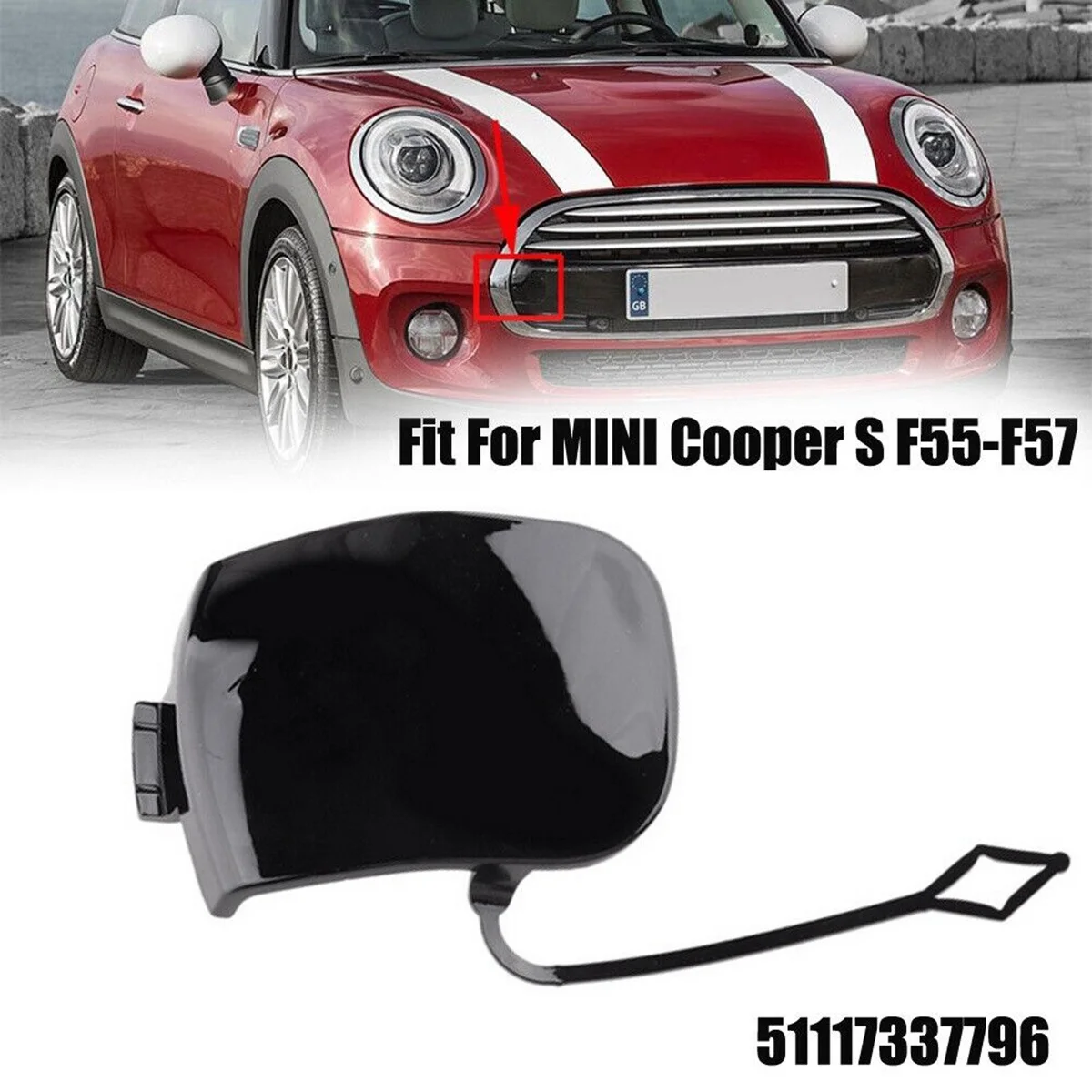 Front Bumper Tow Hook Eye Cap Cover Fit for MINI F55 F56 F57 Cooper S Hatchback