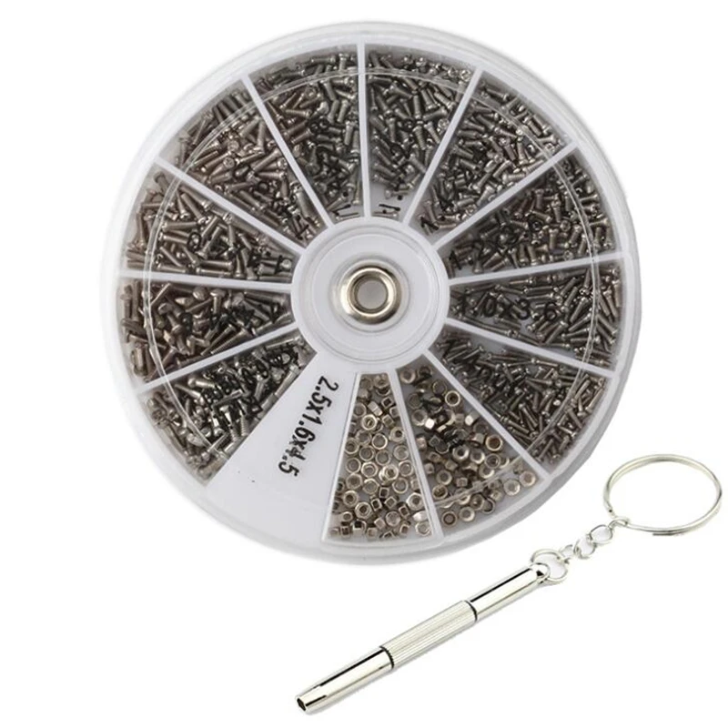 

1000pcs/600pcs Small Screws Nuts Screwdrivers Tweezer for Sunglasses, Eyeglass Glasses Repair Kit, Watch, Jewelry Fixing