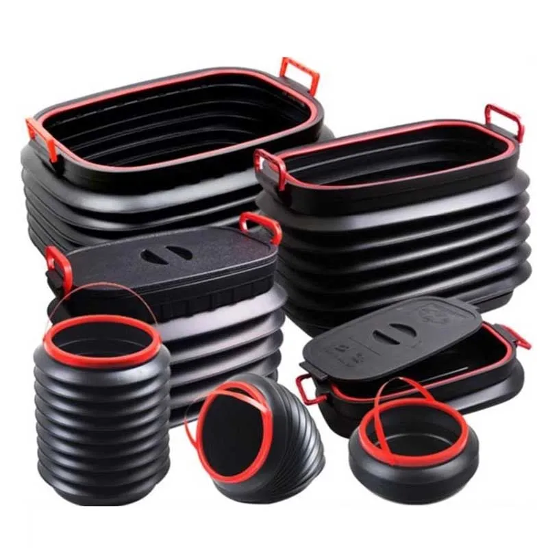 Folding Bucket 4L/18L/37L Folding Bucket Portable Car Trash Fishing Bucket Plastic Outdoor Camping Garbage Collapsible Storage Box Container