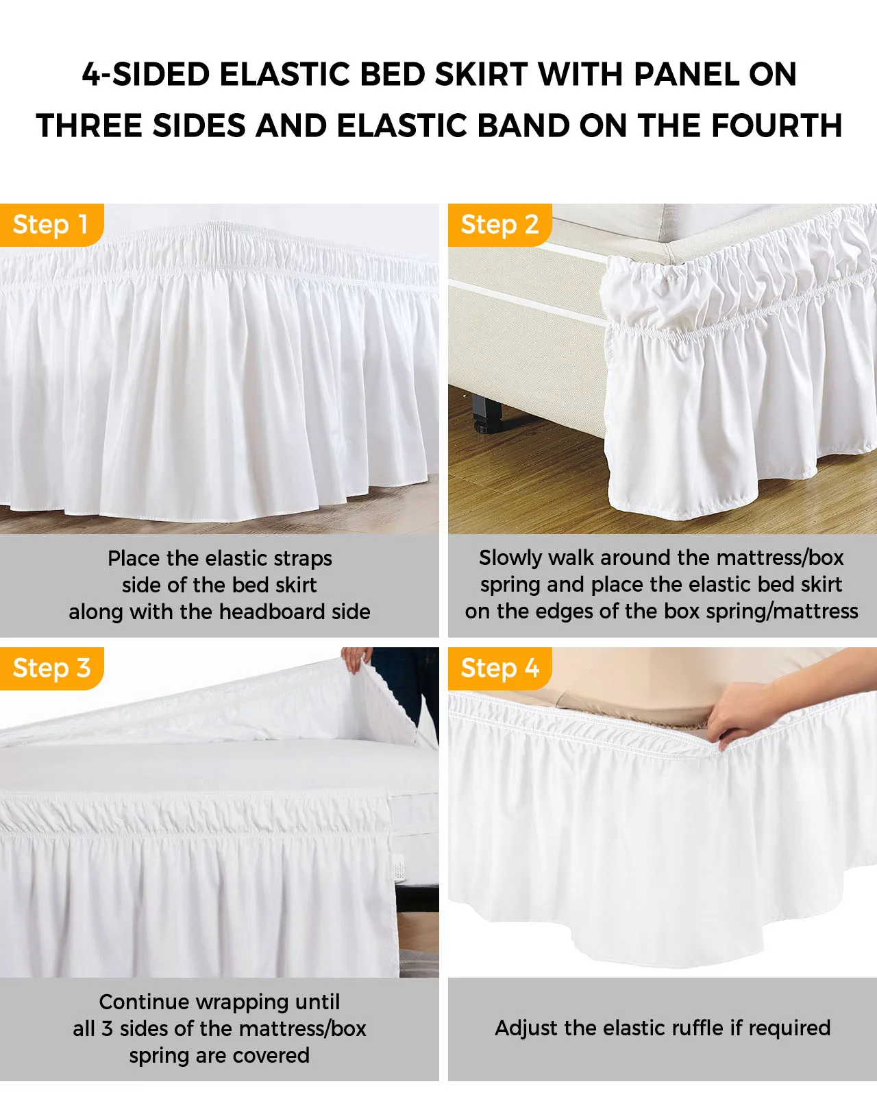 Flowers Foliage Bed Skirt Elastic Ruffle Bed Skirt Soft