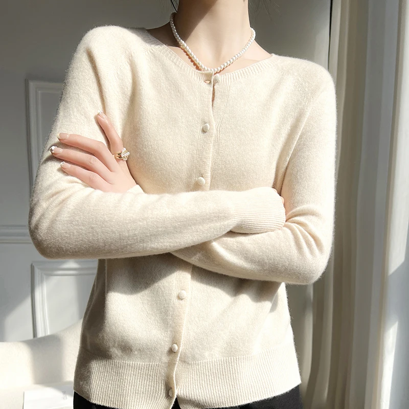 WinvyNee Women 100% Wool Cardigans Sweater Solid Casual Warm Outerwear Knitwear Tops 2024 Autumn Winter Women Clothing B1263018 2