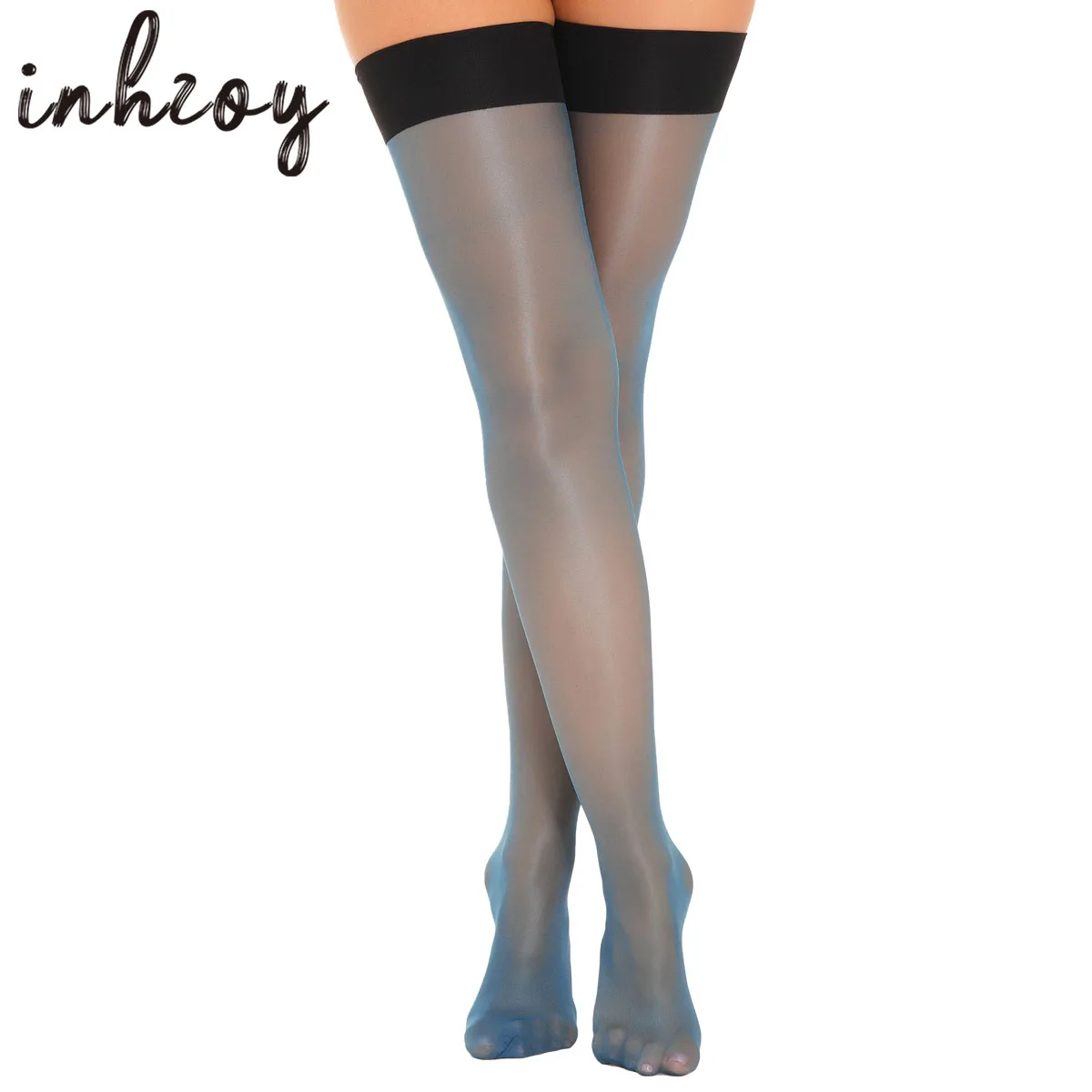 

1Pair Women Oil Glossy ong Stockings Hot Shiny See-through Sheer Compression Thigh High Socks Exotic Hosiery Underwear Clubwear