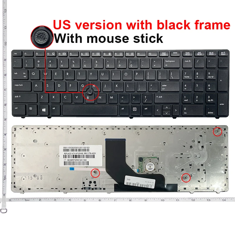 Clavier d'ordinateur portable pour HP EliteBook 8560p 8570p Noir