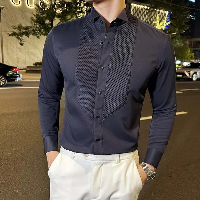 Quality Banquet Tuxedo French Wing Collar Long Sleeve Shirts For