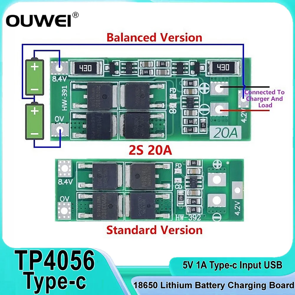 

2S 20A 7.4V 8.4V 18650 Li-Ion Lithium Battery Charger Protection Board PCB BMS Board Standard / Balanced 20A Current Module