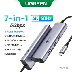 Premium USB - C Hub with 4K HDMI, 100W PD, SD/TF Card Reader, and USB 3.0 Ports (7 - in - 1 5Gbps)