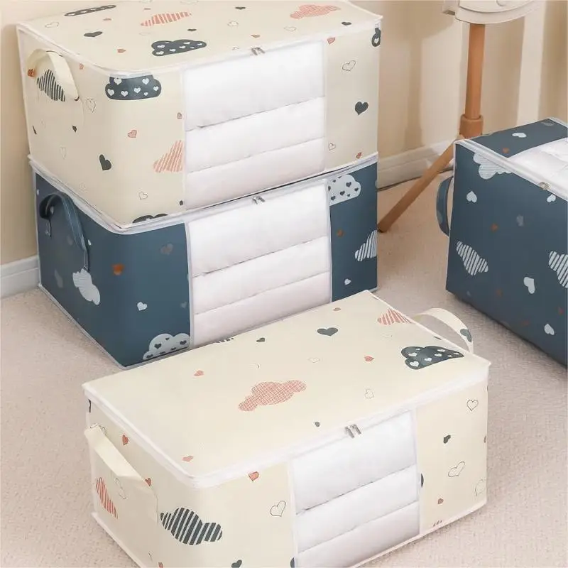 Dustproof Large Capacity Storage Bag, Quilt & Clothes Organizer With Zipper And Handles For Closet 2