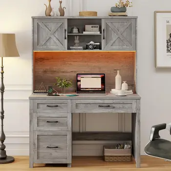Farmhouse Executive Desk with Hutch 4