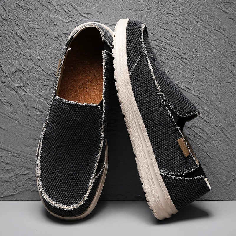 Casual Shoes Casual Loafers Canvas Casual Shoes for Men Summer Ultralight Male Loafers Slip-On Breathable Comfortable Driving Shoes Big Size 39-47