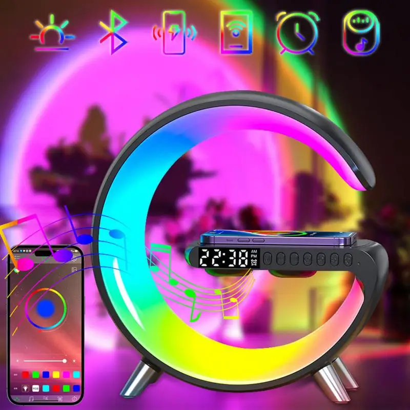 

Rgb Desk Lamp Bluetooth Speaker App Control Music Rhythm Pickup Clock Alarm Clock Smart Home Color Decoration, Atmosphere Light