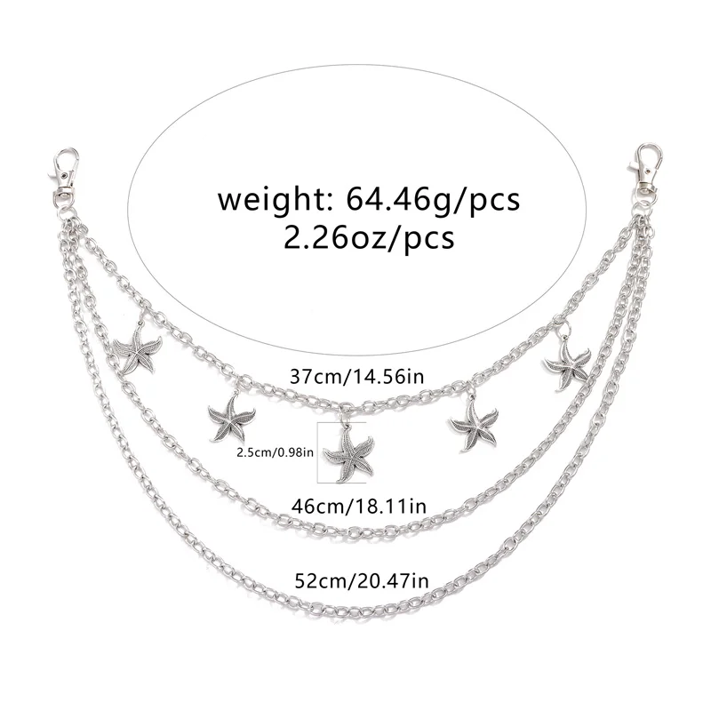 Punk Metal Five-pointed Star Geometric Bag Chain Hip Hop