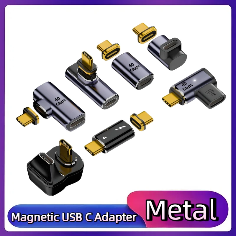 Adaptador magnético USB 4,0 tipo C OTG de 100W, 40Gbps, Thunderbolt de Metal, USB-C de carga rápida, convertidor de vídeo 8K para Macbook, teléfono, Ipad