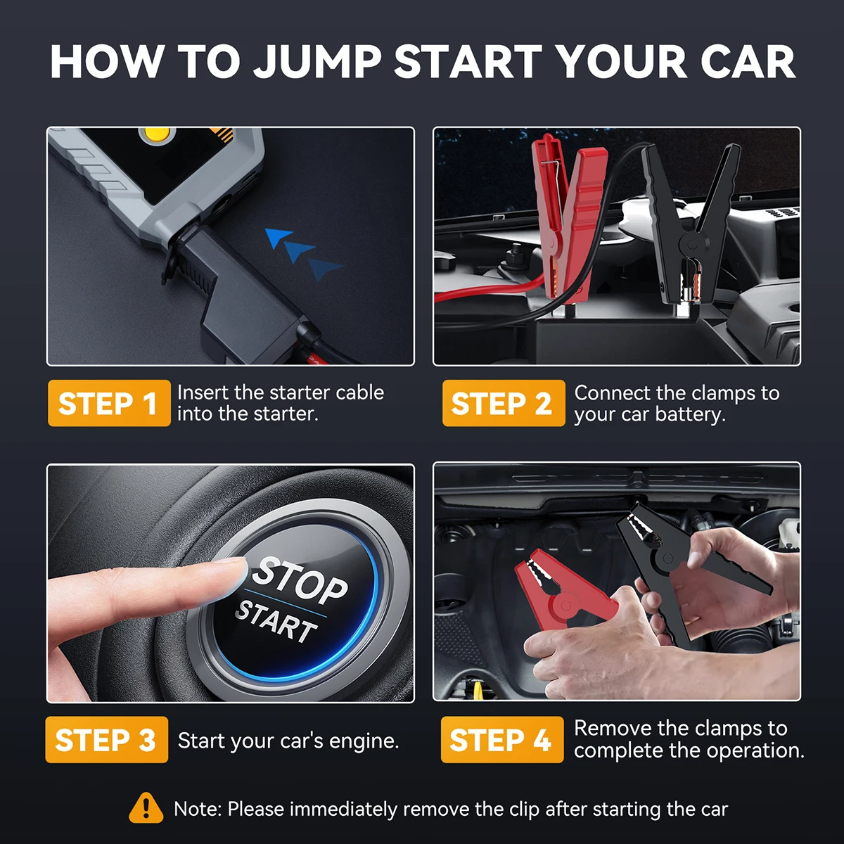 Car Battery Starter, 5000A Peak 12V Car Auto Start Power Bank with LED Flashlight (up to 10L petrol or 8.0L diesel engine)