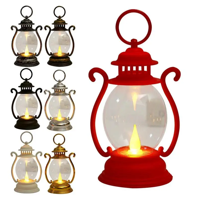 

New Portable Retro Lantern Battery Powered LED Lights Vintage Lamp Outdoor Camping Hanging Lantern Home Room Decor Tabletop Lamp