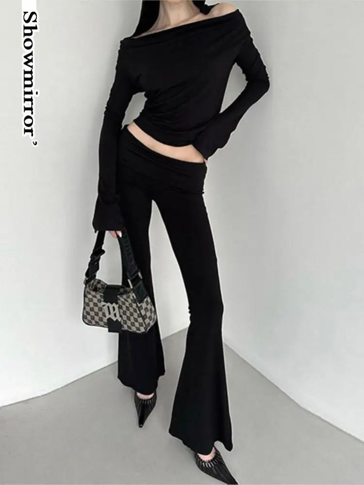 flare sleeve Hooded Crop Top tshirt Elastic Long Sleeve tee shirt Women Black Casual T-shirt Casual  Collar Hoodies Pullover
