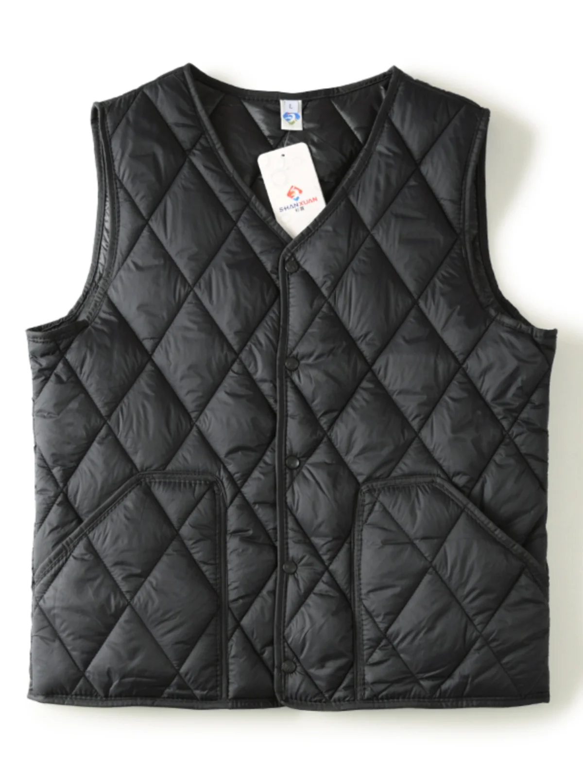 Lightweight Diamond Quilted down Cotton Windproof Warm Autumn Winter Outdoor Casual Cotton Vest Versatile Biker Jaet