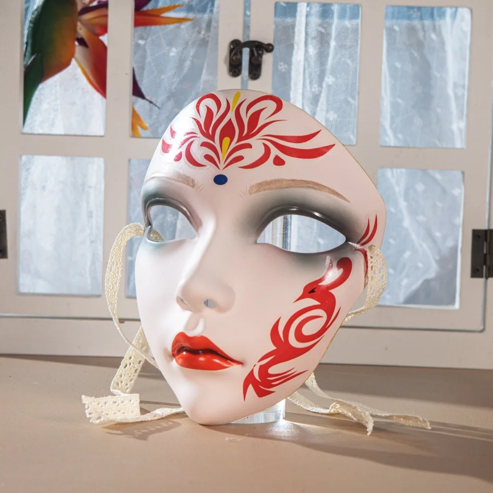 Dekor Volles Gesicht Schöne Frau Maske Chinesischen Alten Stil Party Requisiten Cosplay Party Maske Rolle Spielen Hanfu Kostüm Anime Maske – Detail 2