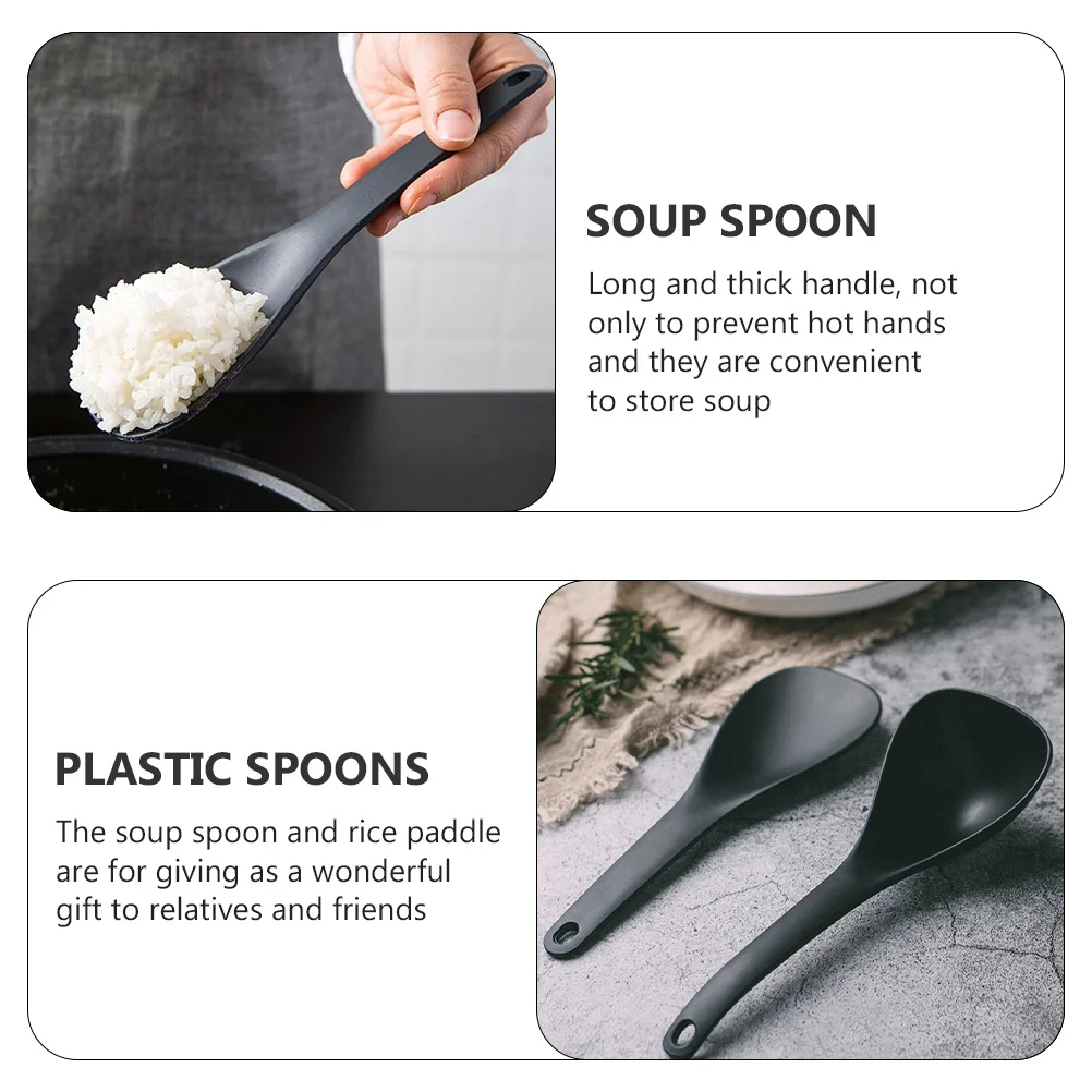 2pcs Soup Spoon Rice Paddle Large Size Kitchen Tool Plastic Cookware Serving Spoons Dining Utensils Bar Accessories plastic rice spoon