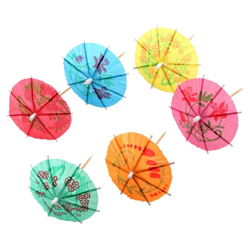 

Coloured Paper Cocktail Umbrellas Parasols Party Dessert Cake Drinks Accessories Wedding Birthday Party Tableware 100pcs A0KF