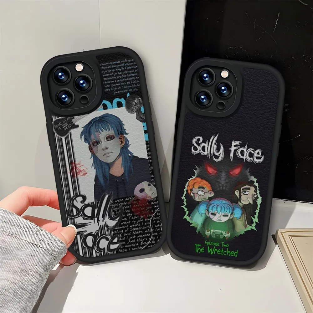 Game Sally Face Phone Case Leather Black For Iphone 13 12 15 11 14 Pro Max Mini X Xr 8 Plus Se2020 Soft Silicone Cover