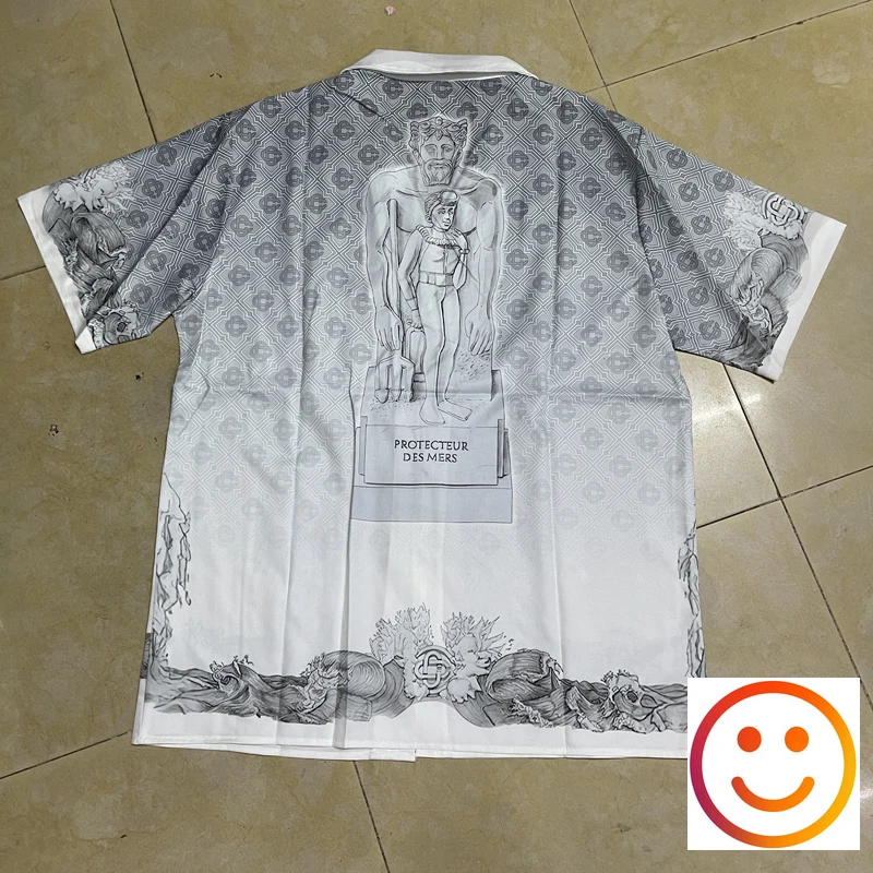Protecteur Desmers Gypsum Sculpture Print Shorts Shirts Set Men Women Summer Hawaii Beach Surf Loose Suit