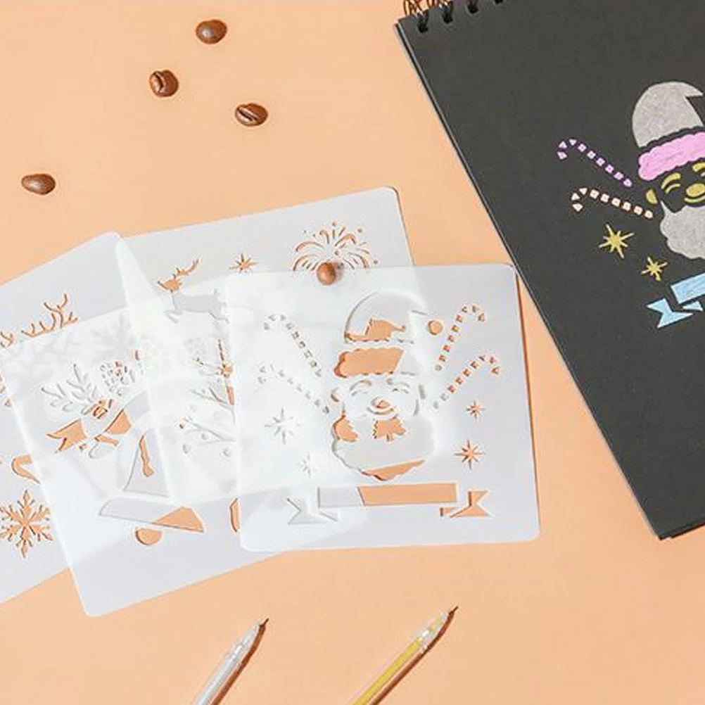

32pcs Christmas Drawing Stencils Painting Templates for Kids DIY Scrapbook Painting Craft Journal ( Black )