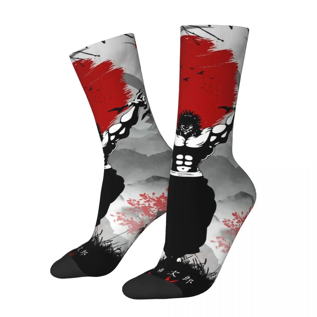 

Funny Happy Force Men's Socks Vintage Harajuku Baki Hanma Anime Hip Hop Novelty Seamless Crew Crazy Sock Gift Printed