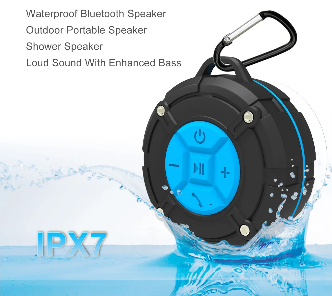 Updated Shower Speaker, IPX7 Waterproof Portable Bluetooth  Speakers with Stereo Pairing, Wireless for Bike Kayak Pool Beach Outdoor :  Electronics