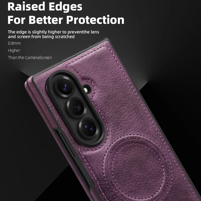 Premium Magnetic Leather Case with MagSafe Holder and Stand - Shockproof Luxury Cover