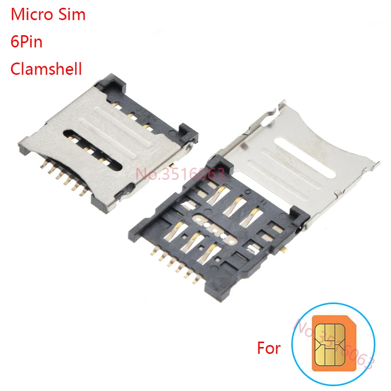 thumbnail image 1 of 2/5/10 piezas Mini/Micro/Nano SD/Sim Card Holder 6/7/8/9/10Pin Sim Slot Socket Connector Push/Autoelástico/Emergente/Clamshell/Extraíble, 1 of 5