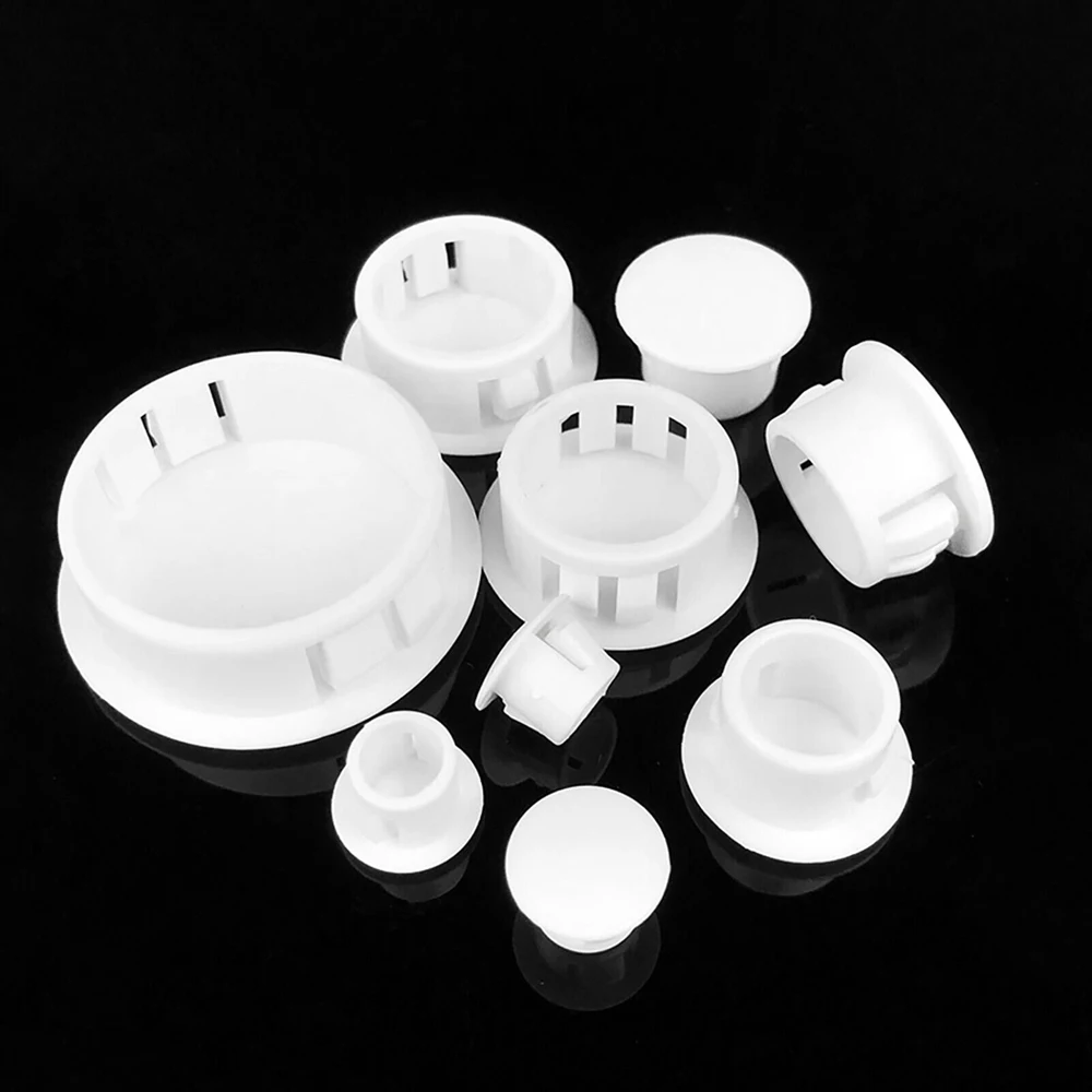 Embouts d'obturation ronds en plastique, couvercle de trou de vis de meubles, inserts de tuyau de tube, bouchon noir et blanc, 5mm, 6mm, 7mm, 8mm, 9mm, 10mm à 50mm, 10 pièces