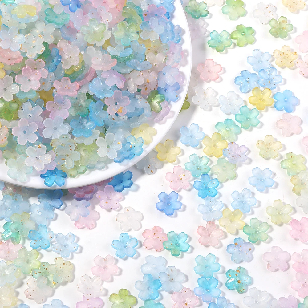 200 stücke 11mm Acryl Blumen Perlen Bunte Fünf Blütenblätter Blume Lose Perlen Für Schmuck Machen DIY Halskette Ohrringe zubehör – Detail 6