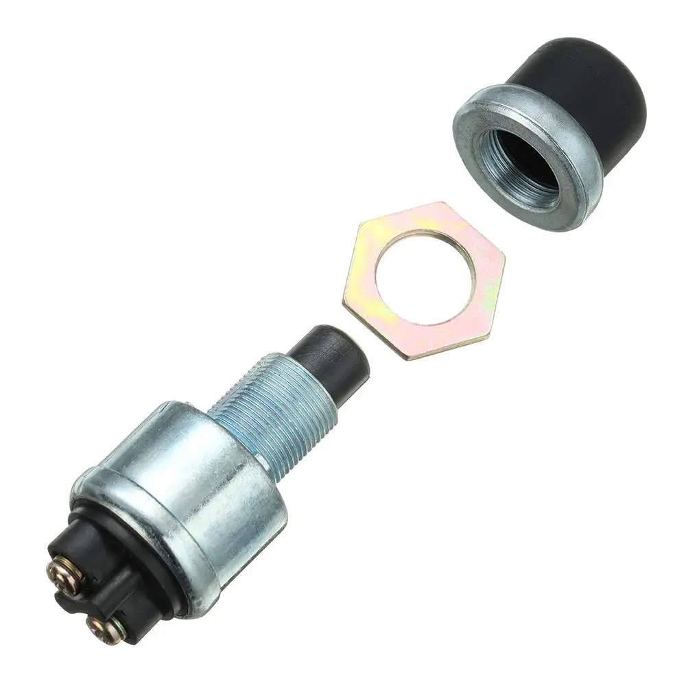 Car Battery Terminals MKBKLLJY Heavy Duty Push Button Momentary Start Switch 12V 50A Waterproof Switch For Cars Truck Tractor RV Boat Track Horn Engine Starter 1 PCS JK260 ON-Off, Bottom Cover, Fixed