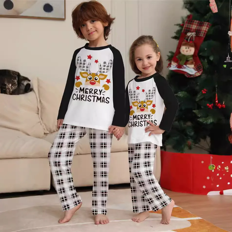 thumbnail image 4 of Conjuntos familiares a juego para Navidad, pijamas de 2 piezas para mamá, papá e hijos, mamelucos para bebé, ropa de dormir informal y holgada, pijamas de aspecto familiar para Navidad, 4 of 5