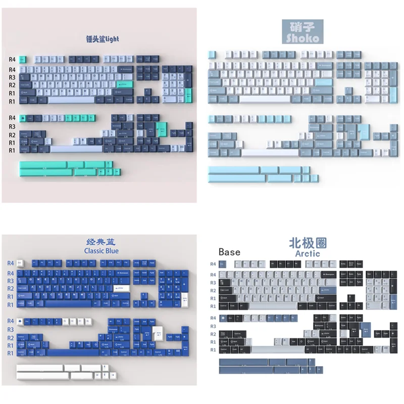 Gmk Clone Keycaps Azul Samurai Wahtsy Ártico Duplo Tiro Cereja Perfil Abs 172 Teclas Yuru Shoko para Teclado Mecânico - Imagem 6