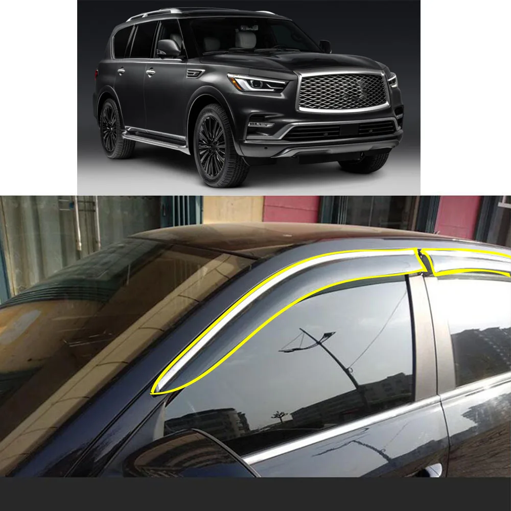 

Car Sticker Plastic Window Glass Wind Visor Rain/Sun Guard Vent Parts For INFINITI QX80 2015 2016 2017 2018 2019 2020 2021