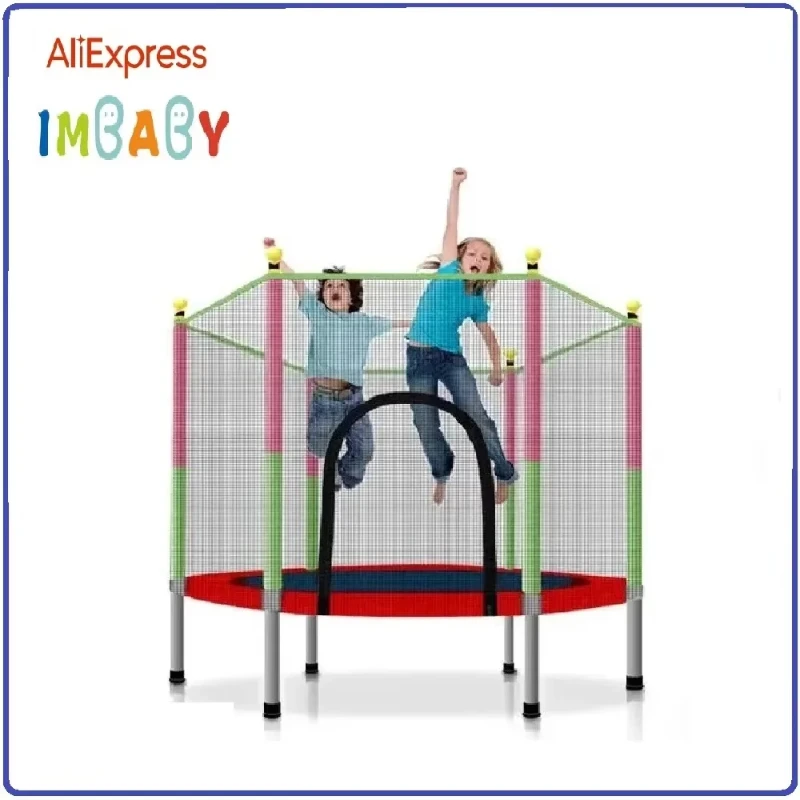 Protective Net Equipped Indoor Sports Entertainment Support 100 KG with High Quality Trampoline for Children Exercise Trampoline