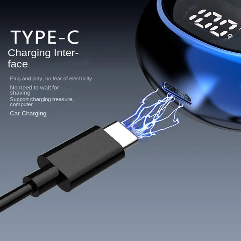 남성용 USB 충전식 휴대용 방수 전기 면도기, LCD 디지털 디스플레이, 다기능 면도기