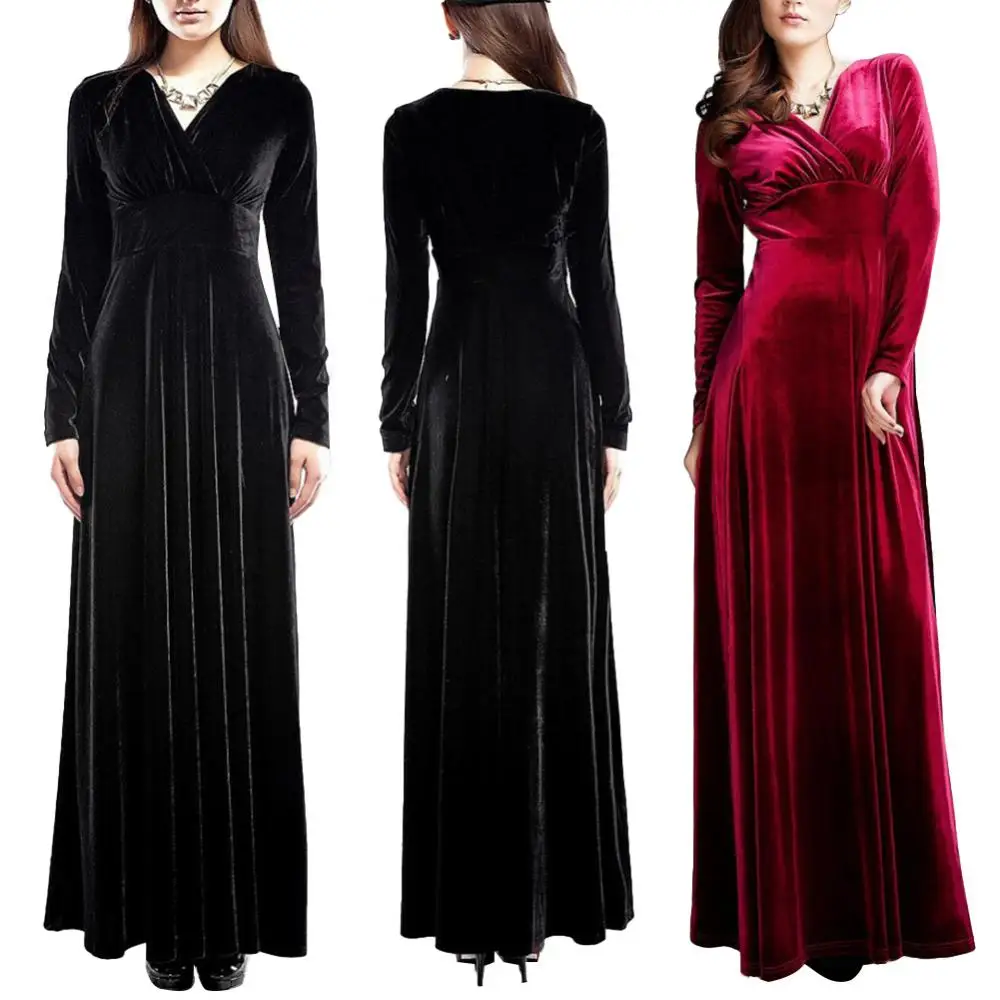 Halter Neck Cutout Pleated Sheath Velvet Long Dress Regency main image 1