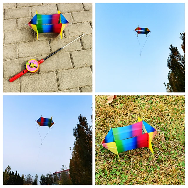 free shipping PE kite flying toys for children kites 3d kites revolve kites  string line fishing rod line flying eagles fly toy - AliExpress