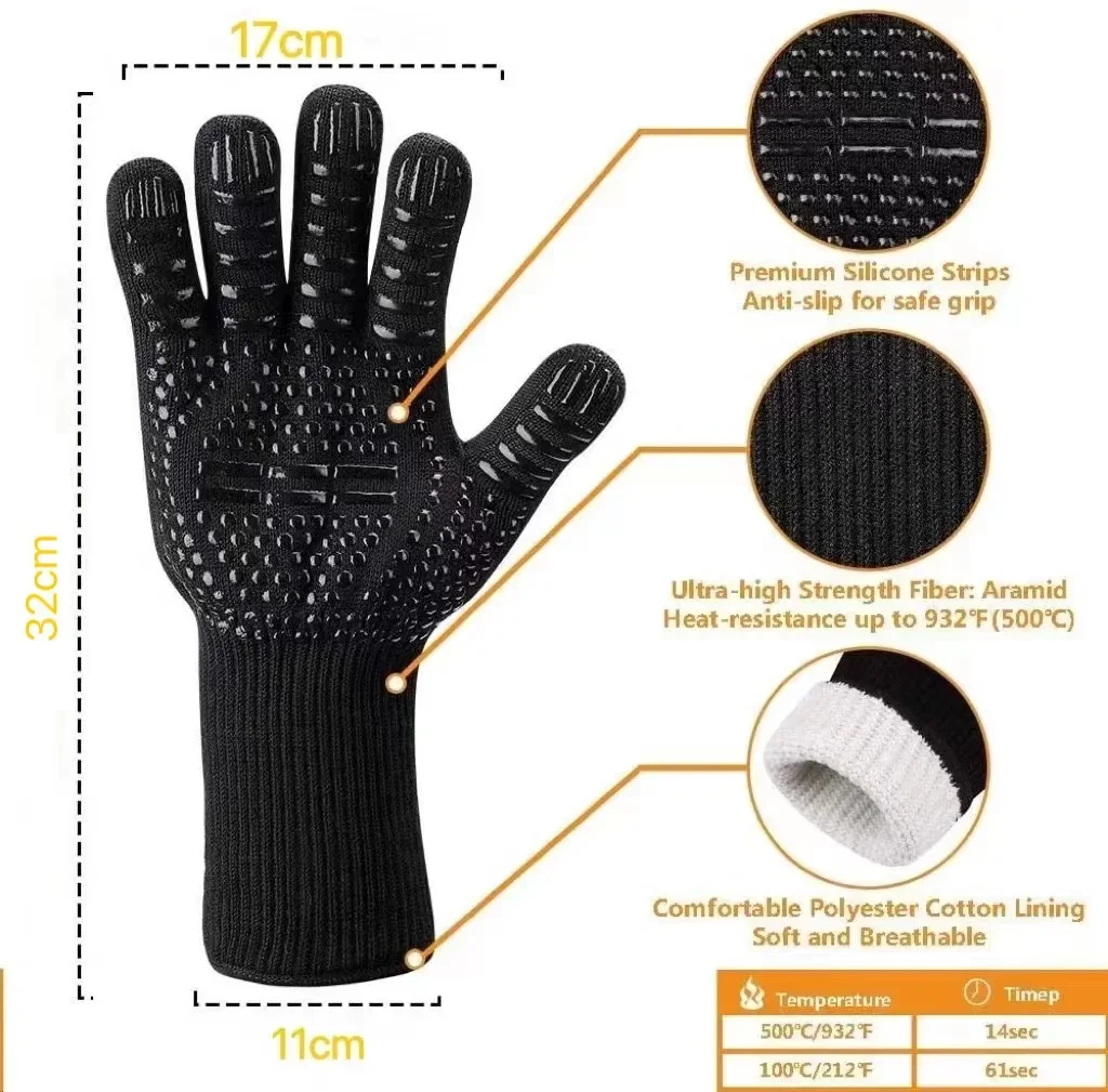 Heat Resistant Oven Gloves 500°C / 932°F By Black Rock Grill