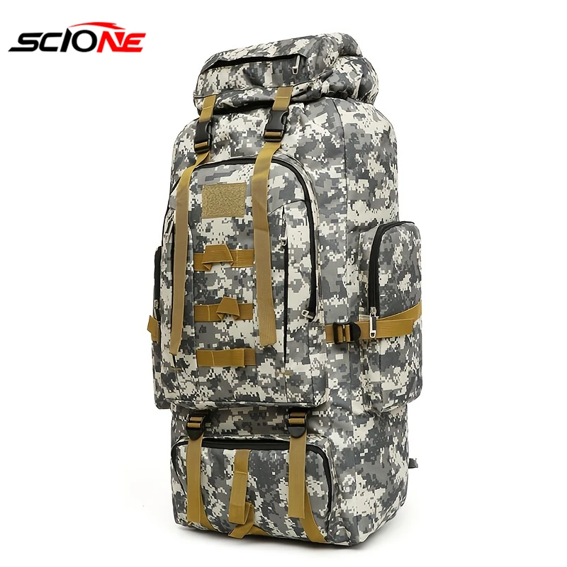 

90L Men's Camo Climbing Backpack Military Tactical Bag Large Capacity Camping Pack Outdoor Hiking Travel Sports Rucksuck XA141G