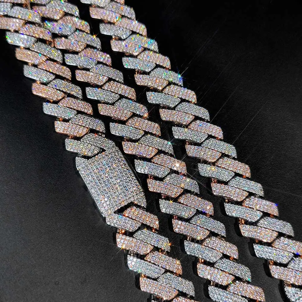 Hip Hop Jewelry 20mm Thick Cuban Link Chain Crystal Miami Gold Silver