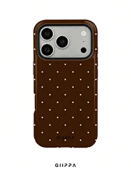 Polka Dot Double - Layer Brown Phone Case - iPhone 12 Mini (FLR - EHR268213)